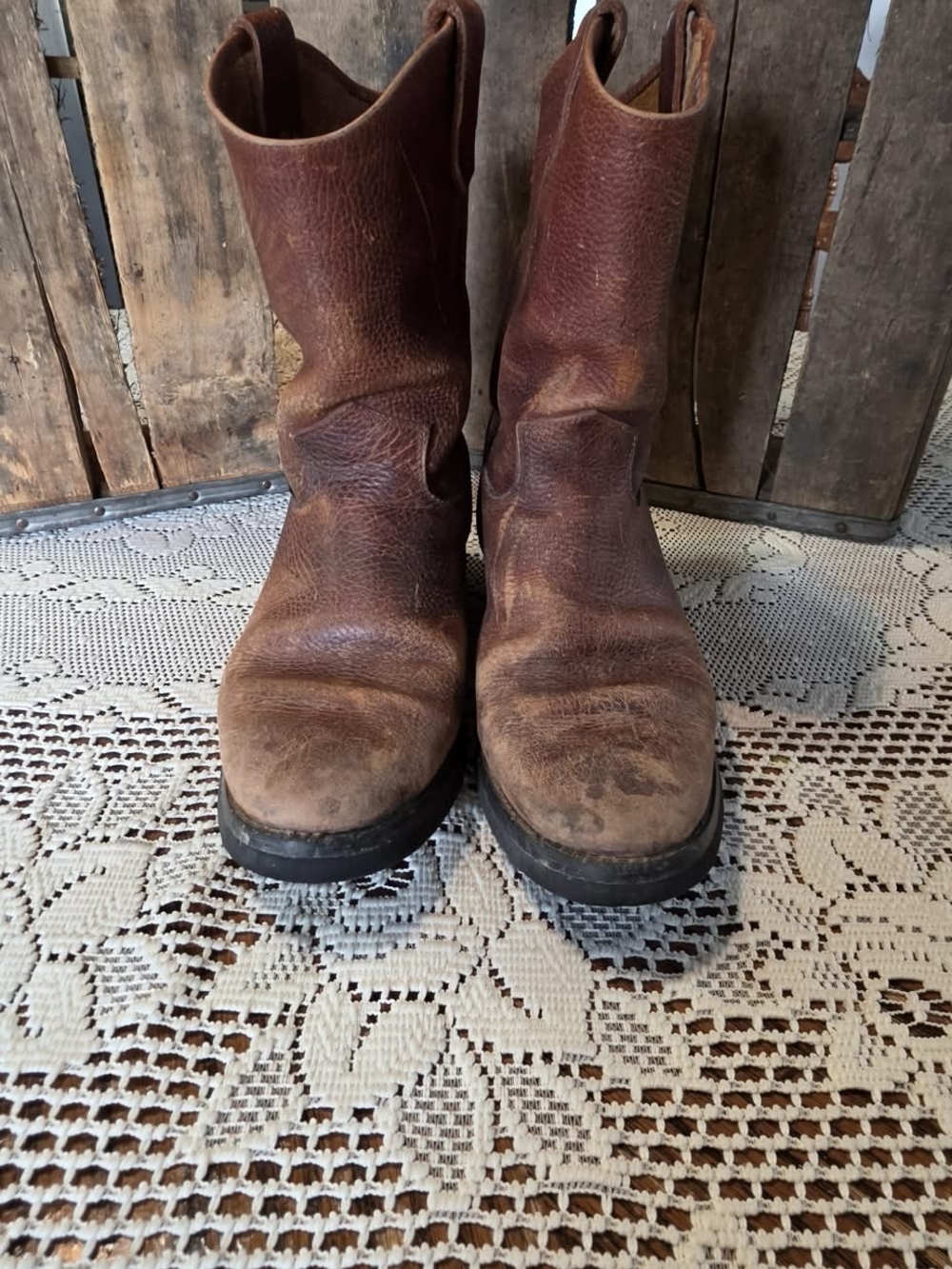 Women's Brown Leather Work Boots